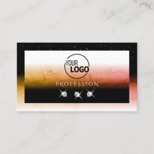 Elegant Orange Marbled Black White Add Logo Jewels Business Card