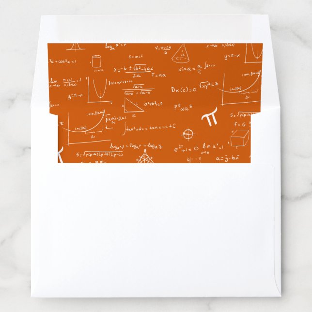 Elegant Orange Math Formulas Pattern Envelope Liner (In Envelope)