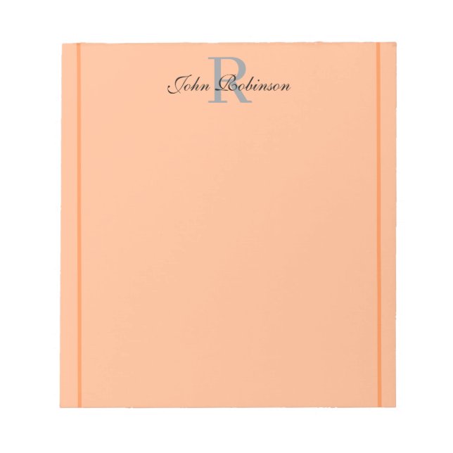 Elegant Orange Monogram Notepad (Front)
