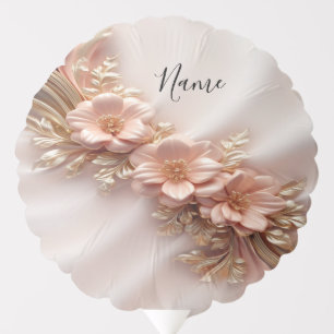 Elegant Orange Peach Floral Balloon