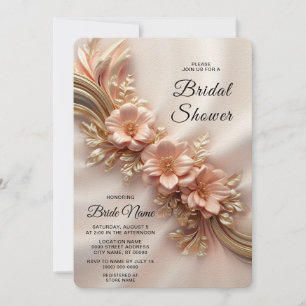 Elegant Orange Peach Floral Bridal Shower Invitation