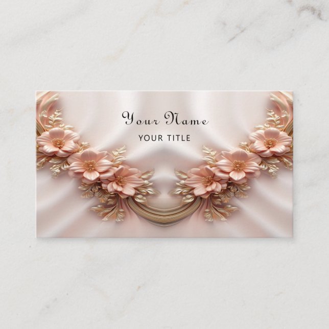Elegant Orange Peach Floral Business Card (Front)