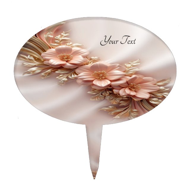 Elegant Orange Peach Floral Cake Topper (Front)