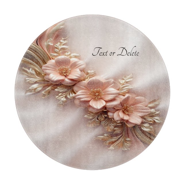 Elegant Orange Peach Floral Cutting Board (Front)