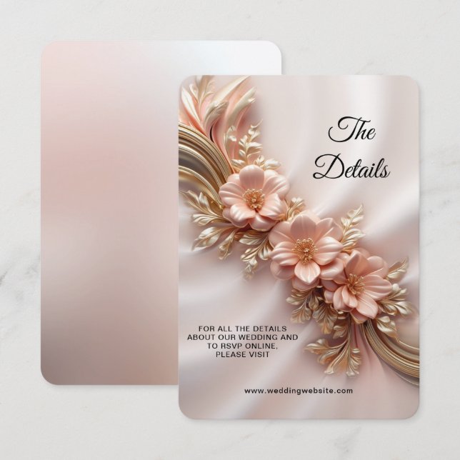 Elegant Orange Peach Floral Detail Enclosure Card (Front/Back)