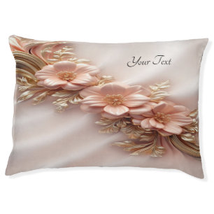 Elegant Orange Peach Floral Dog Bed