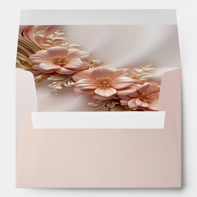 Elegant Orange Peach Floral Envelope (Back (Bottom))