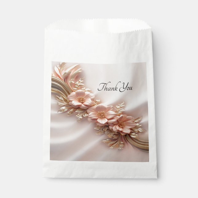 Elegant Orange Peach Floral Favor Bag (Front)
