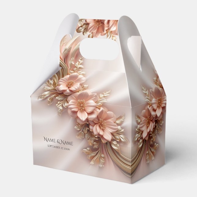 Elegant Orange Peach Floral Favor Box (Front Side)