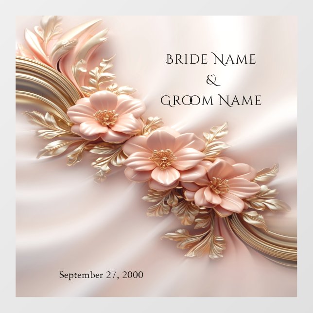 Elegant Orange Peach Floral Floor Decal (Front)