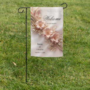 Elegant Orange Peach Floral Garden Flag