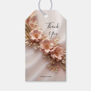 Elegant Orange Peach Floral Gift Tag