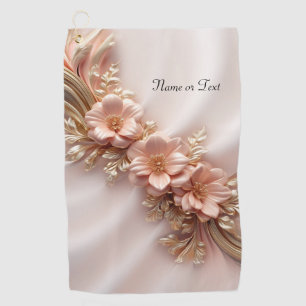 Elegant Orange Peach Floral Golf Towel