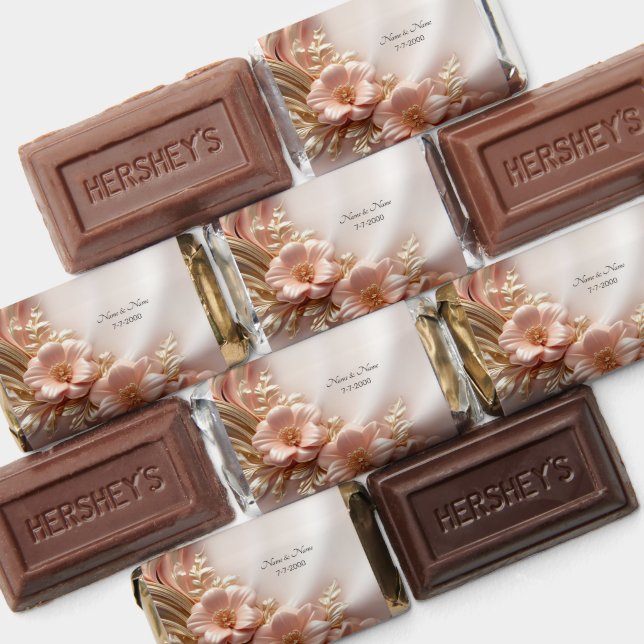Elegant Orange Peach Floral Hershey's Miniatures (Assorted)