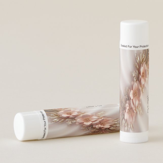 Elegant Orange Peach Floral Lip Balm (Front)