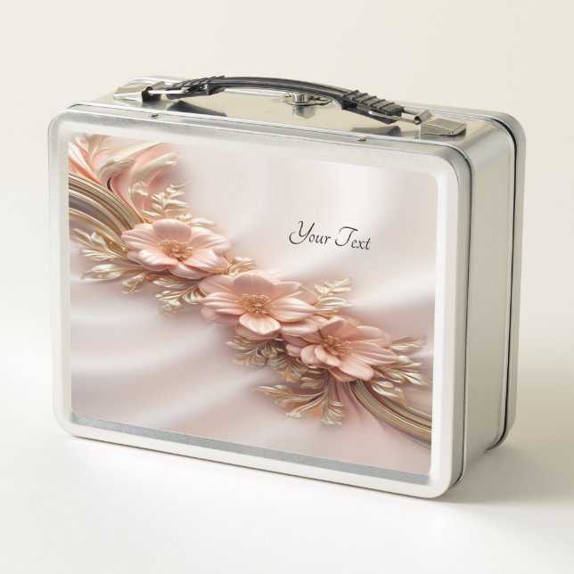 Elegant Orange Peach Floral Lunchbox (Back)