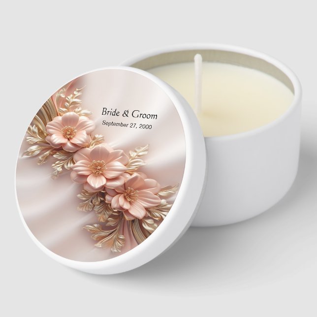 Elegant Orange Peach Floral Mini Candle Favors (Corner)