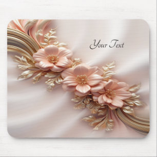 Elegant Orange Peach Floral Mousepad