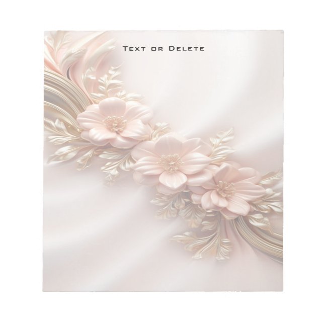 Elegant Orange Peach Floral Notepad (Front)