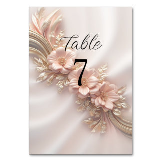 Elegant Orange Peach Floral Table Number