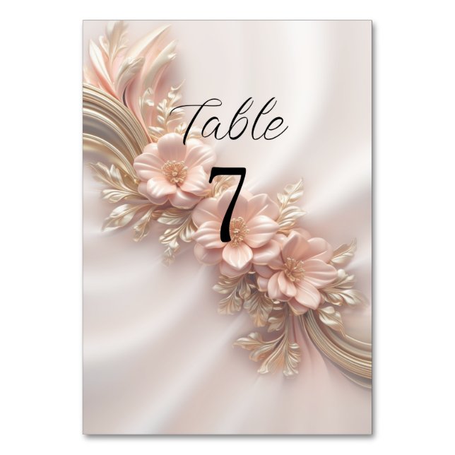 Elegant Orange Peach Floral Table Number (Front)