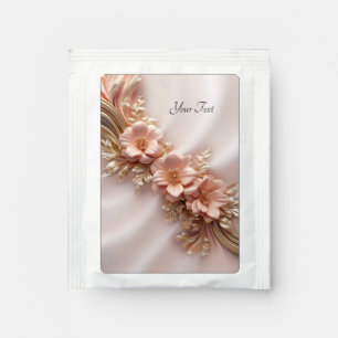 Elegant Orange Peach Floral Tea Bag Drink Mix
