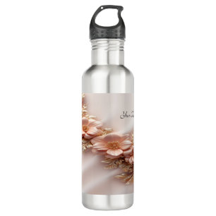 Elegant Orange Peach Floral Water Bottle