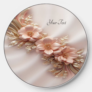 Elegant Orange Peach Floral Wireless Charger