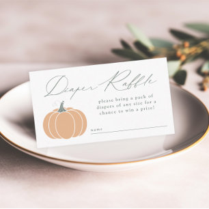 Elegant Orange Pumpkin Baby Shower Diaper Raffle Enclosure Card