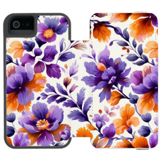 Elegant Orange & Purple Floral Watercolor | iPhone iPhone SE/5/5s Wallet Case