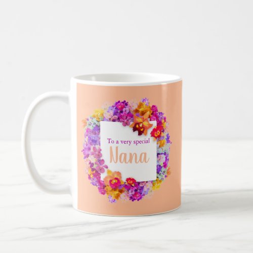 Elegant orange purple flowers Nana Mothers day Coffee Mug