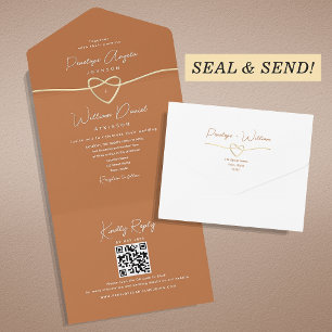 Elegant Orange QR Code Wedding All In One Invitation