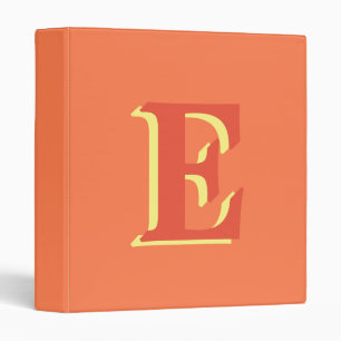 Elegant Orange Red 3D Initial Letter Coral 3 Ring Binder