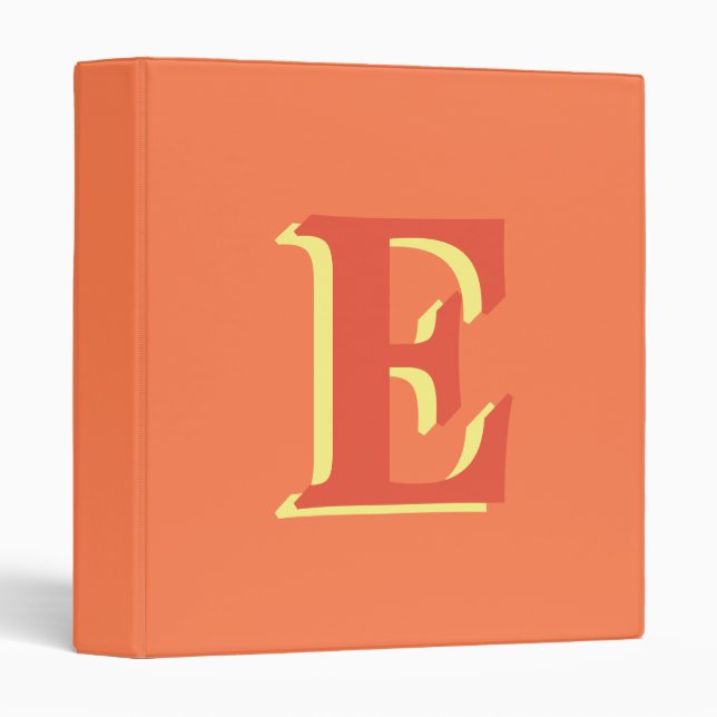 Elegant Orange Red 3D Initial Letter | Coral  3 Ring Binder (Front/Spine)