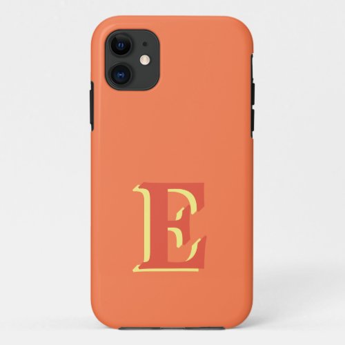 Elegant Orange Red 3D Initial Letter  Coral  iPhone 11 Case