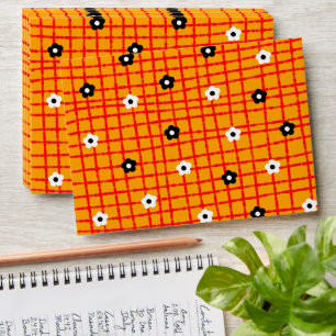  Elegant Orange Red Floral Check Pattern Envelope