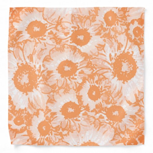 Elegant Orange Red Floral Pattern Bandana