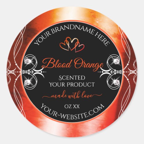 Elegant Orange Red Product Labels Jewels Black