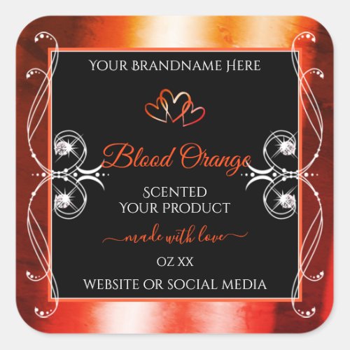 Elegant Orange Red Product Labels Jewels Black