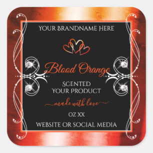 Elegant Orange Red Product Labels Jewels Black