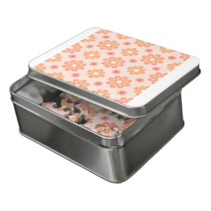 Elegant Orange Retro Floral Geometric Jigsaw Puzzl Puzzle