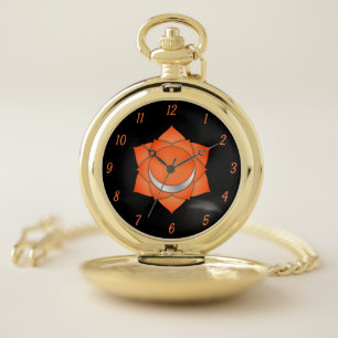 Elegant Orange Sacra Chakra Chi Zen Yoga Spiritual Pocket Watch
