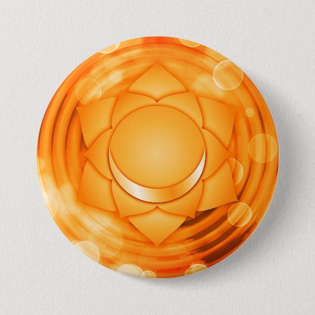 Elegant Orange Sacral Chakra Zen Yoga Spiritual Button (Front)