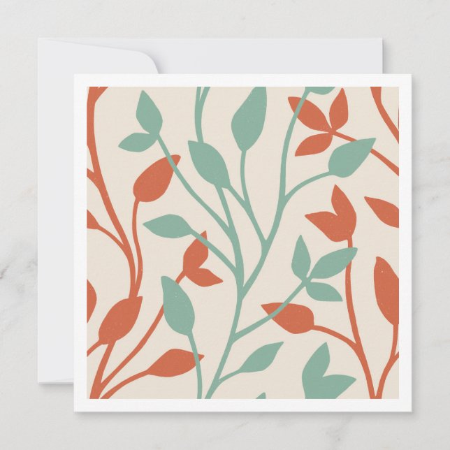 Elegant Orange Sage Botanical Vine Note Card (Front)