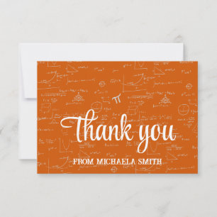 Elegant Orange Script Mathematics Graduation Thank You Card