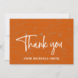 Elegant Orange Script Typography Math Graduation Thank You Card