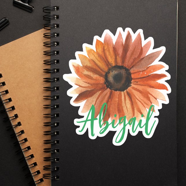 Elegant Orange Sunflower Name Sticker (Creator Uploaded)