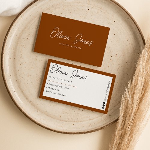 Elegant Orange Terracotta Branding Modern Trendy  Business Card