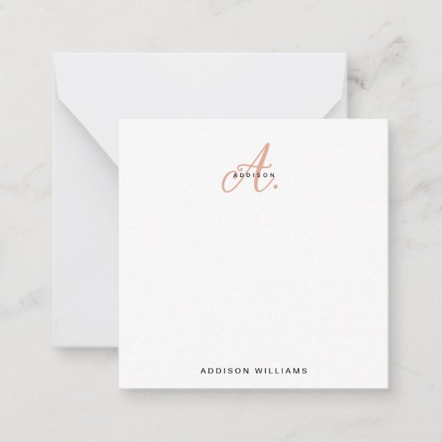 Elegant Orange Terracotta Script Monogram Note Card (Front)