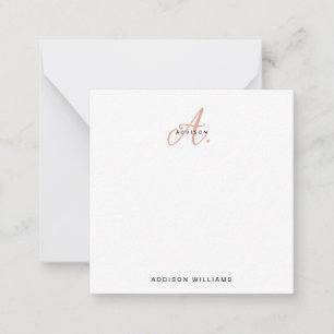 Elegant Orange Terracotta Script Monogram Note Card